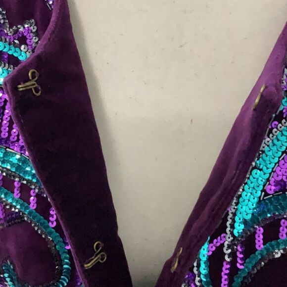 DG2 by Diane Gilman Purple Embellished Velvet Jacket Hook eye Closure NWT Large - Picture 5 of 6